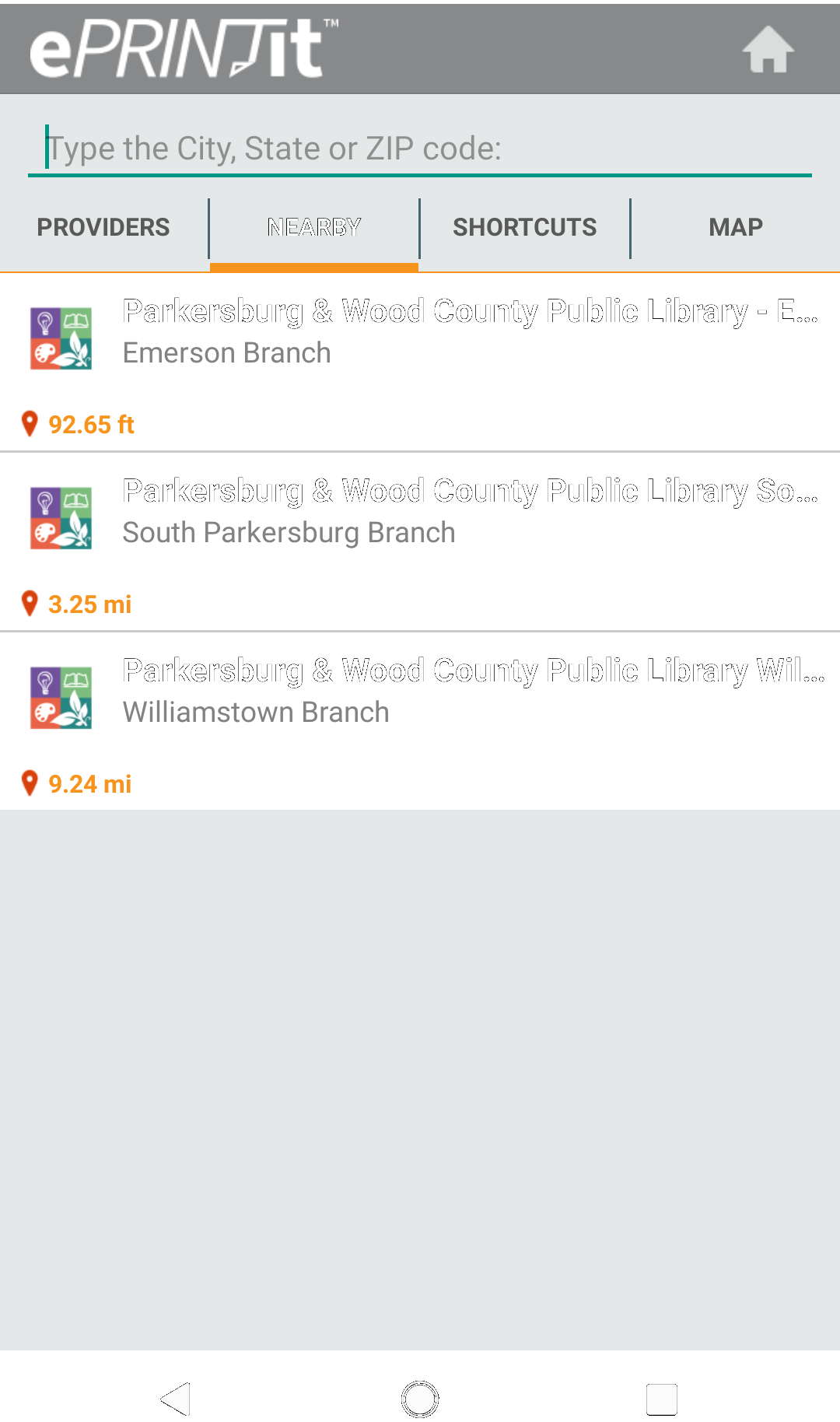 Eprintit EprintIt Screenshot of Branches – Parkersburg & Wood County Public Library