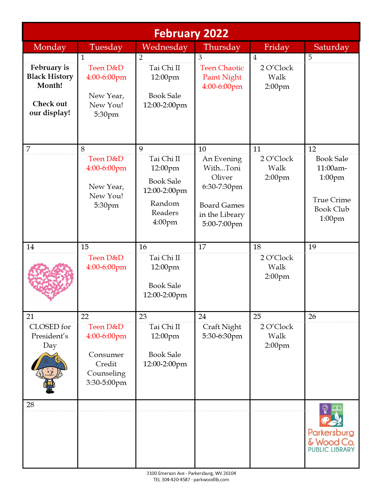 Adult and Teen February Events at Emerson