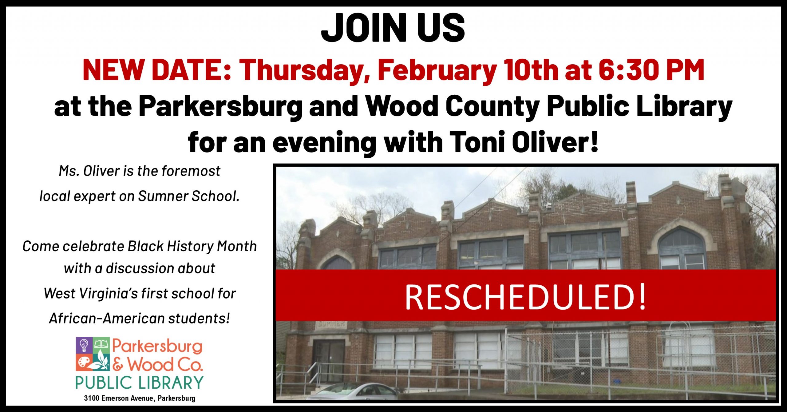 An Evening with Toni Oliver at Emerson – RESCHEDULED for 2/10