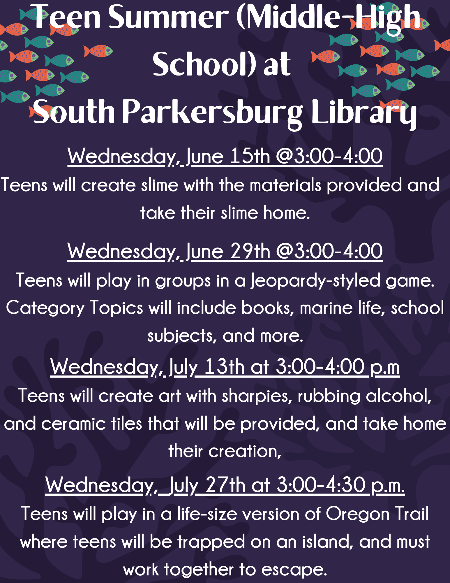Teen Summer Reading at South Parkersburg Library