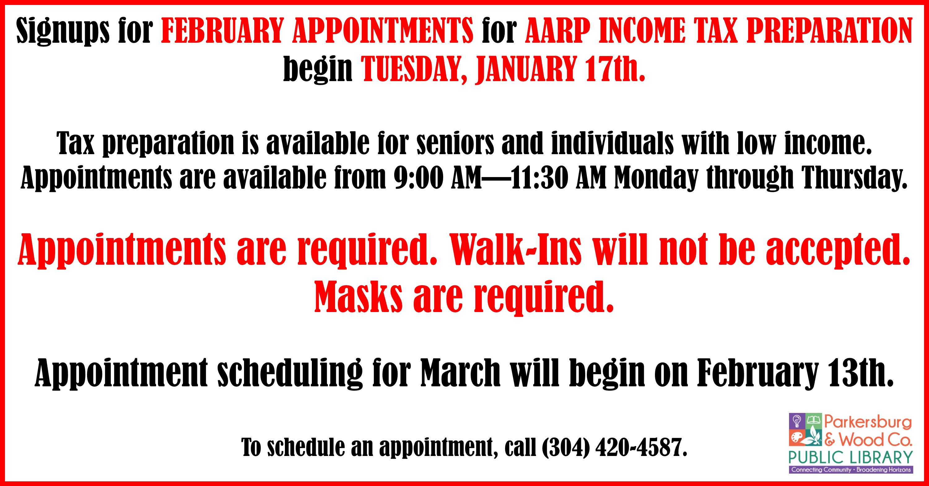 AARP Income Tax Preparation Appointments