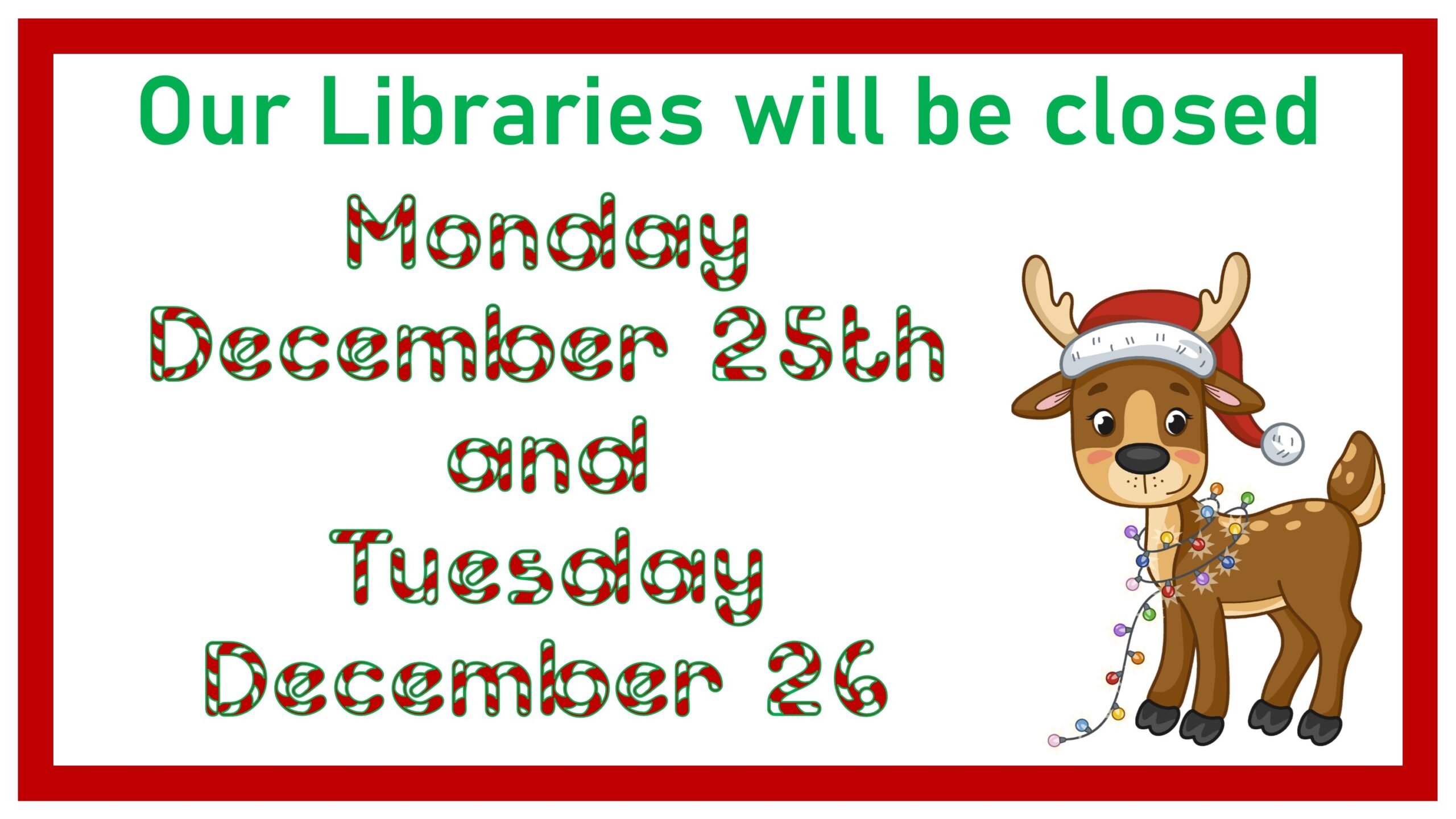 Christmas closing sign 2023 Parkersburg & Wood County Public Library